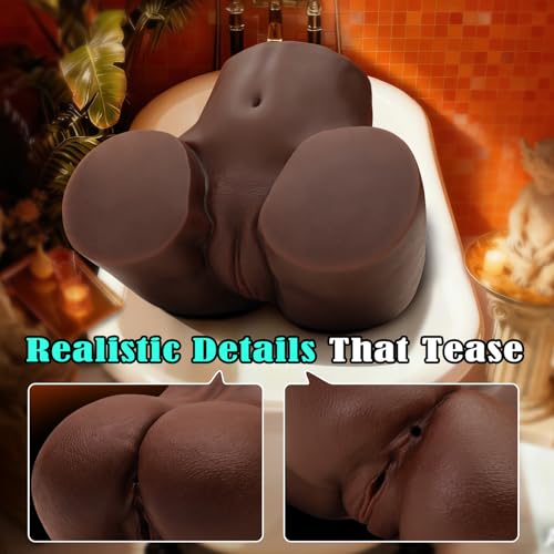 Image of BIG SHOCKED Black Goddess Realistic Sex Doll for Men, Natural Angle Fit Sex Dolls Sex Toy Big Ass Male Sex Toys Fake Pocket Pussy Stroker with 2 Hole Deeper Vagina & Tight Anal Soft Butt Adult Toys