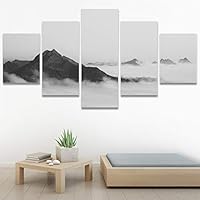 SIGNWIN 5 Panel Canvas Wall Art Foggy Scenery for Home Decorations Ready to Hang - 60
