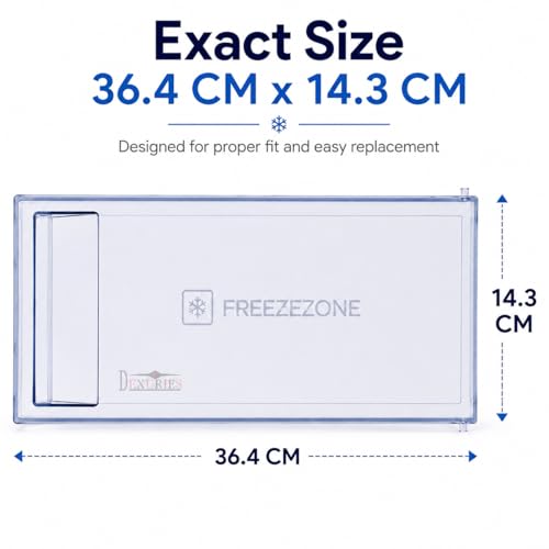 Image of DEXURIES Glossy Transparent Freezer Door Compatible with Haier Direct Cool Single Door Fridge, Freezer Zone Ice Cooling Door /Flap Replacement, Match Size & Shape Before Order, Size 36.2 x 14.3 CM