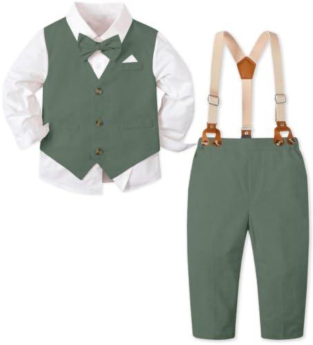 Image of SANGTREE Boy Suit Cotton Linen Tuxedo Clothes Set Baby Formal Outfit 3M-9Y