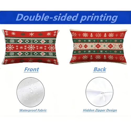 Housse de coussin extérieur 50x70 cm rouge aspect lin lot de 2 M-P443