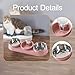 KiBcsLic Triple Cat Bowls Raised Cat Dish Pet Feeder Food and Water Bowls Set for Small Dogs, Pink