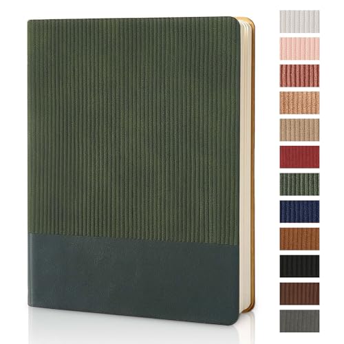 TSFPapier Lined Journal Notebook for Work College Ruled Note Book 7.2"x9.6" B5 PU Leather Daily Journaling 160 Pages for Women Men Writing Home School Supplies Business (Dark Green)