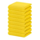 Homaxy Geschirrtücher aus 100 % Baumwolle, Waffelgewebe, ultraweich, saugfähig, schnell trocknend, 33 x 71 cm, 8 Stück, Gelb