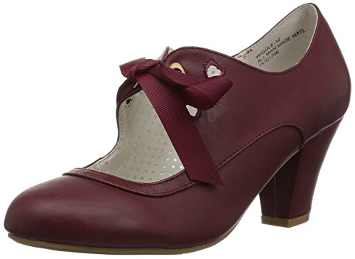 Pin Up Couture WIGGLE-32 Burgundy Faux Leather UK 5 (EU 38)