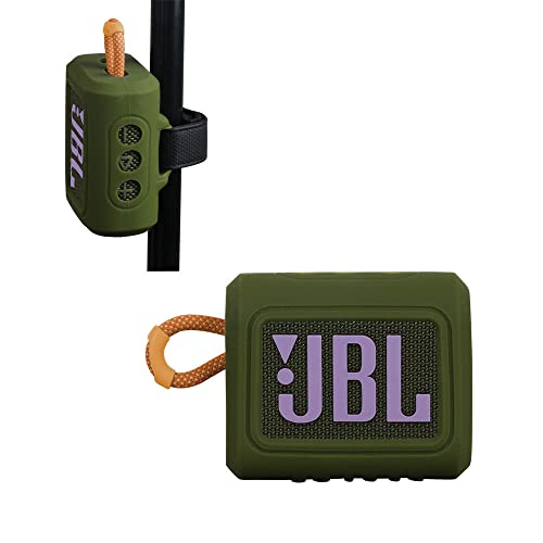 Hermitshell Silicone Sleeve is Suitable for JBL GO 4 /JBL GO 3 Altavoz portátil resistente al agua (verde militar) (solo cubierta de silicona)