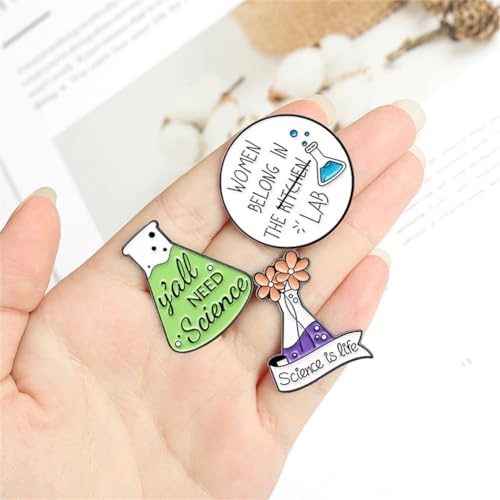 Women In Science Brooch Science Is Life Enamel Pin Flask Brooch Badge 4Pcs Science Plant Pin Set Cute Kawaii Pins Cartoon Scientist Science Pins Lapel Laboratory Brooch Pin for Backpacks Clothes Caps Bags Accessories Gift - Thumbnail 5