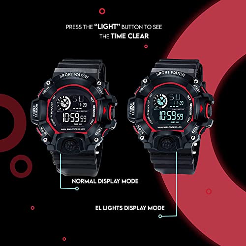 Image of Acnos Digital Sports Watch - Rugged Outdoor Multi-Function Countdown Timer & Alarm (WR30 Water-Resistant)