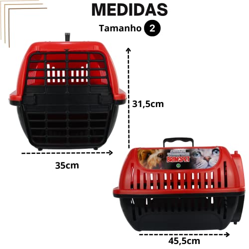 Caixa De Tranporte N2 Para Gatos Cachorros Pets (VERMELHO)