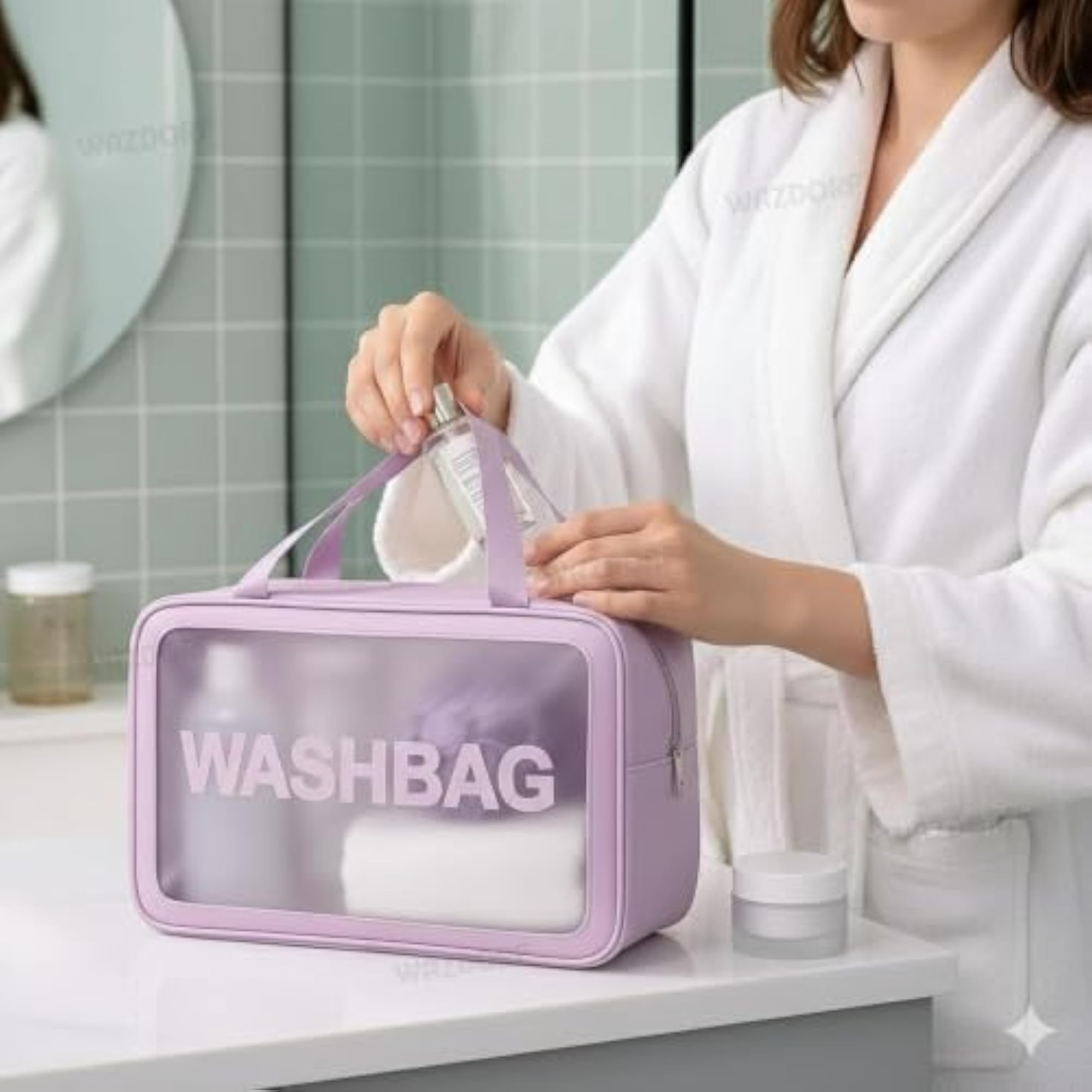 Cosmetic Pouch Bag, Large Waterproof Wash Bag with Handle