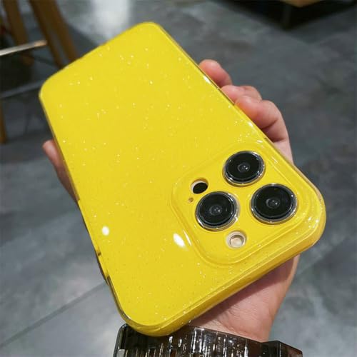 Coque de luxe souple pour iPhone 13 Pro Max avec paillettes violettes et jaunes