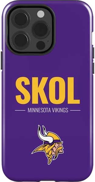 Skinit Impact Phone Case Compatible with iPhone 15 Pro - Officially Licensed NFL Minnesota Vikings Black & White Design