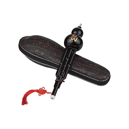 Karlak Hulusi chino, instrumento tradicional chino Hulusi, flauta de cucurbitácea, botella de calabaza de seda, material de resina con nudo chino con funda de transporte para principiantes, regalo
