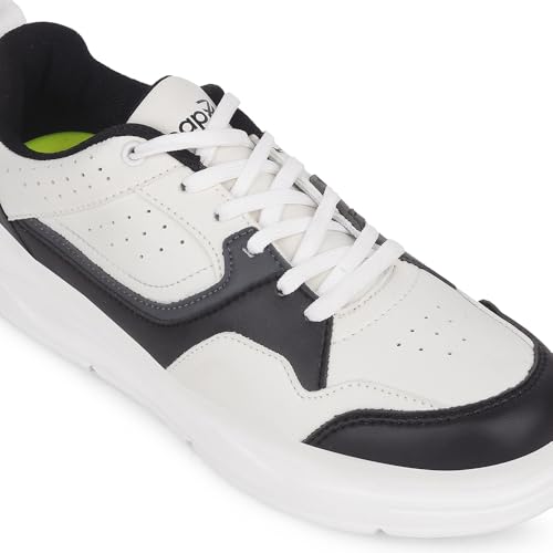 Image of Liberty LEAP7X SNOOKIT-1E Sneakers for Men - Clean White Lace-Up Casual Shoes | Memory Foam Cushioned Insole, Lightweight Sneakers, Walking, College, Travel, Office & Casual Outings