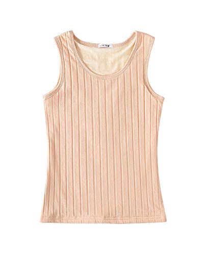 Aodrusa Womens Cotton Thermal Fleece Lined Underwear Tops Cami Tank Tops Warm Beige XL