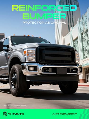 Image of YHTAUTO Front Bumper Face Bar Compatible with Ford F-150 2018 2019 2020, Not Fit Raptor Model, with Fog Light Holes, Steel Chrome Bumper Replacement | 3 Piece Design, Not One|