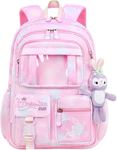 Mochila Escolar Infantil Menina Impermeável 41cm – Mochila Feminina Infantil Reforçada com Compartimentos, Abertura 180°, Multi Bolsos, Leve para Escola, Passeio e Viagem (Bailarina Mágica)