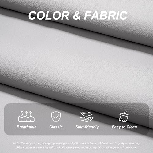 Image of Hobestluk Giant Bean Bag Chair Lazy Floor Sofa, Memory Foam Fireside Sofa for Adults, Big Beanbag Faux Leather Armless Chair for Living Room Bedroom Dorm Office (Light Grey, Single)