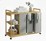 Cesto Biancheria Cesta Portabiancheria 3 Scomparti con ruote Sporca Per Bagno Cesta Panni ...