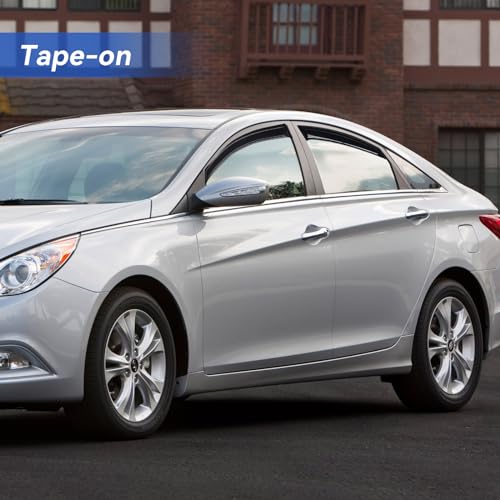 Image of Window Visors Rain Guards for 2011 2012 2013 2014 Hyundai Sonata, Out-Channel Window Vent Wind Deflectors Visors Shades for 2011-2016 Hyundai Sonata Hybrid