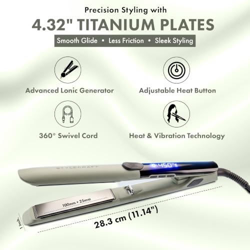 STYLECRAFT Sage 1-Inch Vibrating Titanium Flat Iron, view 5