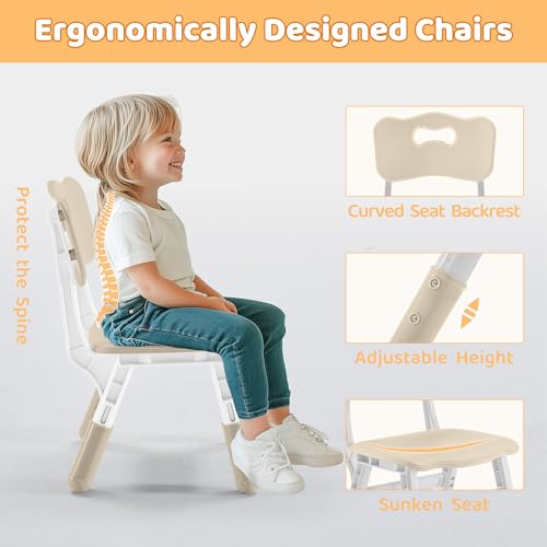 image for CuFun Kids Table & Chairs Set (2 Chairs) Height Adjustable for Ages 2-