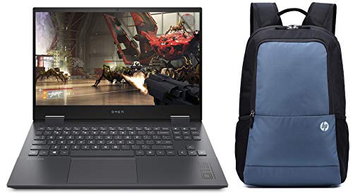 Image of HP Omen 15.6-inch FHD Gaming Laptop (Ryzen 5-4600H /8GB /512GB SSD /Windows 10 /NVIDIA GTX 1650ti 4GB /Shadow Black /2.36 kg), 15-en0001AX and Bag Combo