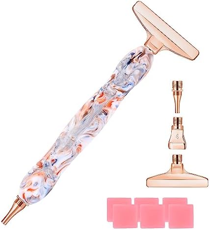 Diamond Painting Pen Accessories Tools Set,1PCS Diamond Art Pen and 3PCS Rose Gold Metal Screw Thread Multi Placer Tips,Diamond Painting Drill Pens for DIY Diamond Art