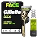 GilletteLabs Razor for Men, Champion Gold Edition, 1 Handle & Travel Case - 5 Blades Refills, Exfoliating Bar, Wall Hanger, Convenient Bathroom Storage