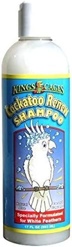 King's Cages Cockatoo Renew Shampoo 17 oz with Aloe Vera and Coconut Fragrance, Naturally Whitens Feathers, Deodorizes, and Relieves Dry Itchy Skin for Cockatoos, Parrots, and Pet Birds