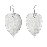 Pendientes hojas naturales bañadas en Plata de Ley