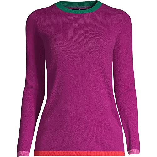 Lands' End Womens Cashmere Sweater Fuchsia Plum Multi Tall Large #TOP4