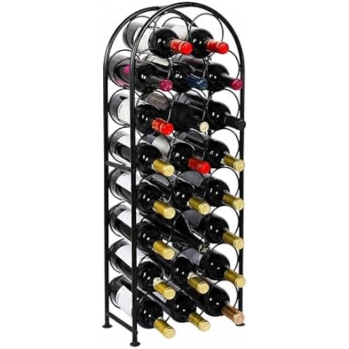 PAG-Mass 23 Bottles Arched Freestanding Floor Metal Wine Rack Wine Bottle Holders Stands, Black