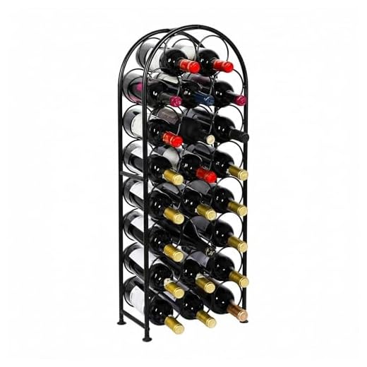 PAG 23 Bottles Arched Freestanding Floor Metal Wine Rack Wine Bottle Holders Stands, Black