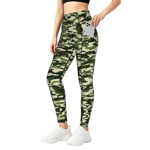 Evita transparencias al entrenar con mallas de camuflaje verde elásticas con bolsillos
