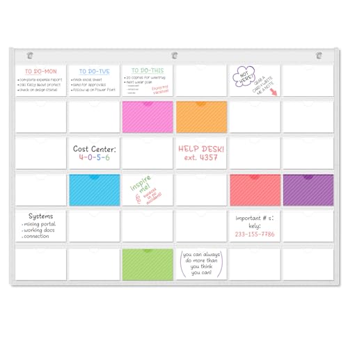 AKAYOK 3" x 5.5" Index Card Holder Sleeve 36 Card Slots Organizer Holder Sleeve Pocket Chart Hang in the Office, Classroom and Home. Use for Studying, Tracking Workflow, Presentations, Organizing