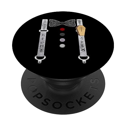Coffin Suspenders Costume Halloween Spooky Crypt Keeper Rune PopSockets Swappable PopGrip, Black