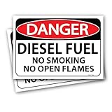 2 PACK- 10 x 7 Danger Diesel Fuel No Smoking No Open Flames Sign, OSHA Diesel Fuel Stickers and Decals for Fuel Tank and Storage Tank, nfpa Diesel Fuel 1-2-0 sign 704 decals.