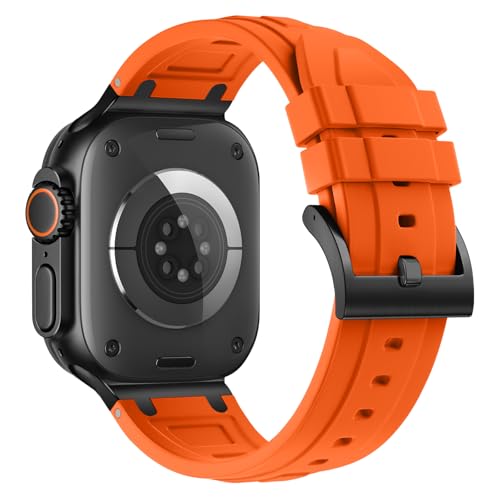 Image of Compatible with Apple Watch Series 11 10 Strap 46mm,Ultra 3 /2 /1 49mm Silicone Straps Compatible with iWatch Series 9 /8 /7 /6 /5 /4 /SE 3 45mm 44mm with Stainless Adapter (NO WATCH)