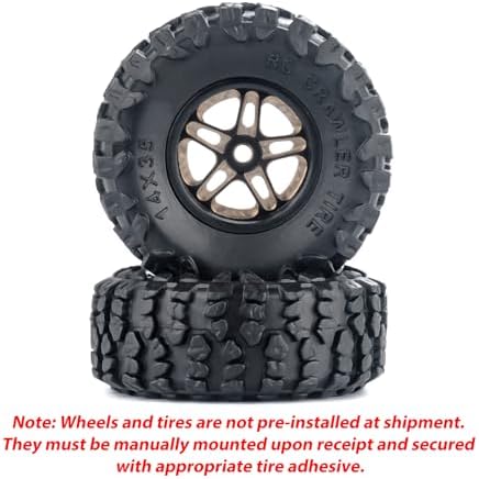 PYFORE for Axial SCX30 Upgrade Wheels & Tires – 0.7" Brass Rim with Offset for Ford Bronco, Jeep Wrangler, Chevrolet K10 RC Rock Crawler Accessories 4pcs/Set