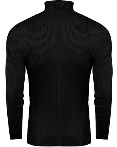 nine bull Mens Slim Fit Turtleneck Sweater Cable Knit Thermal Pullover Sweater2