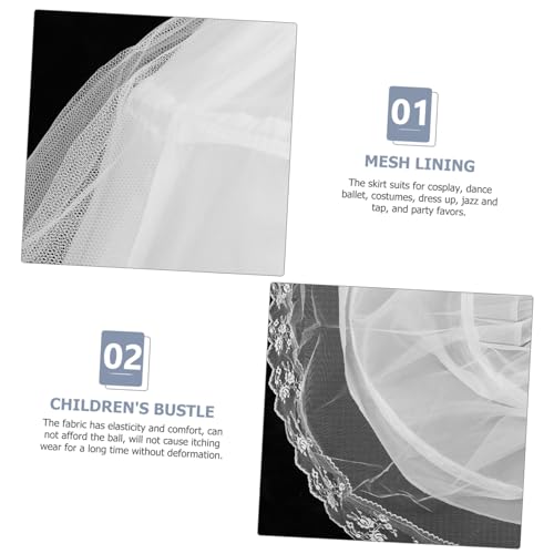 Boy Girl Petticoat Underskirt Lace Mesh Lining for Wedding Dress Fluffy Skirt for Dance Cosplay and Parties Comfortable Elastic Dress Showing White2