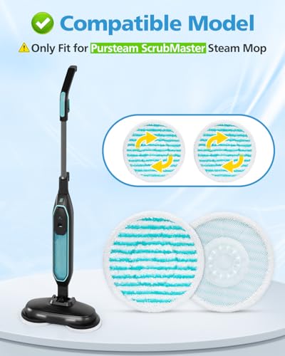 Image of iSingo 6 Pack Mop Pads Replacement Compatible with Pursteam ScrubMaster Steam Mop Cleaner, Washable & Resuable Microfiber Mop Head Refills