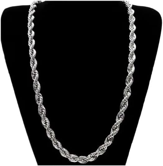 HUUGVBCO Hip-Hop Punk Chunky Necklace 18k Gold Plating 925 Sterling Silver Twisted Statement Necklace Jewelry 1mm Snake Chain with Lobster Clasp Silver