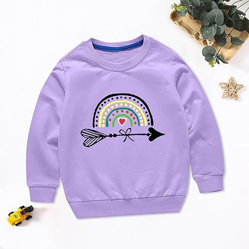 Toddler Boys Girls Sweater Autumn/Winter Rainbow Print Long Sleeve Round Neck Hatless Sweater Party (Purple, 3-4 Years)3