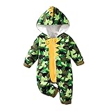 PURSKYY Baby Jungen Strampler 12-18 Monate, Winter Neugeborenen Warme Kleidung, Herbst Dinosaurier Langarm Overall Mit Kapuze, Baby Boy Outfit Camouflage Clothes