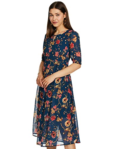 Image of Amazon Brand - Eden & Ivy Women's Georgette Fit & Flare One Piece Midi Length Dress (with Lining)