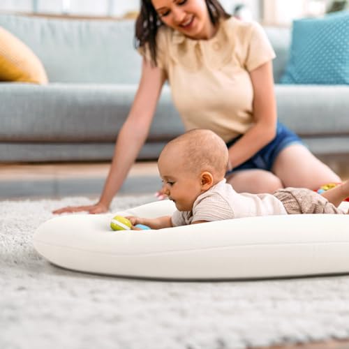 Image of Baby Lounger for Newborn: Skin-Friendly & Breathable | for 0-12 Months Infant Tummy Time Playtime & Diaper Changes - Portable & Lightweight Cushion for New Parents (Ivory)
