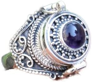 Natural Amethyst Ring, Poison Box Ring, Silver Plated, Medicine Ring, Vintage Box Ring, Openable Poison Ring, Locket Ring, Boho Ring, Pillbox Ring, Openable Ring, Poisoner Ring, Amethyst Jewelry