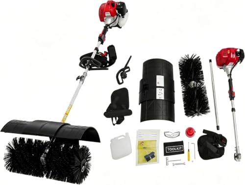 Image of 52cc 2.3hp Handheld Lawns Sweeper, 2-Stroke 1700w Air Cooled Fuel Engine Gas Power Sweeper Broom, Turf Brush for Artificial Grass, Gravel, Yard, Road, Heavy Duty Leaf Sweeper, Us Stock